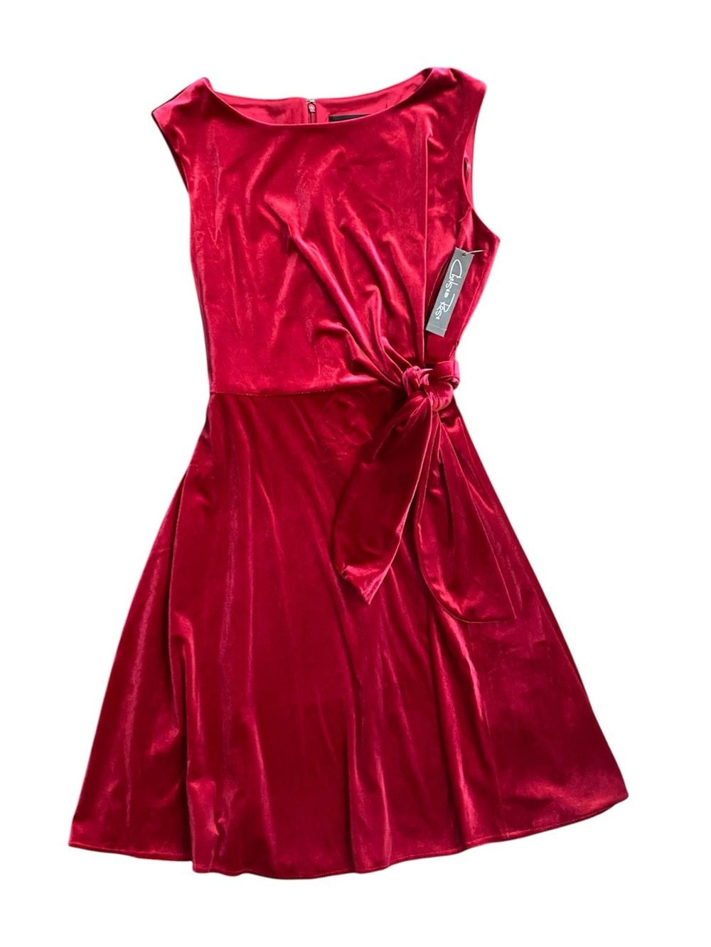 Chelsea Rose Velvet Sleeveless Know Front Dress Women’s 14 Ruby Red NWT